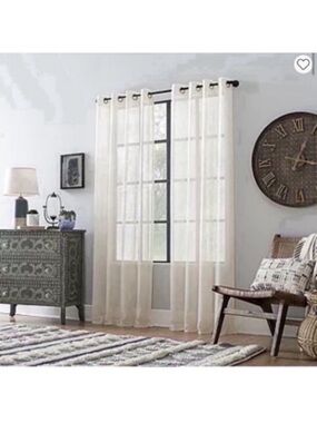 Set of 2 JC Penney Textured Sheer Grommet Top Single Curtain Panels